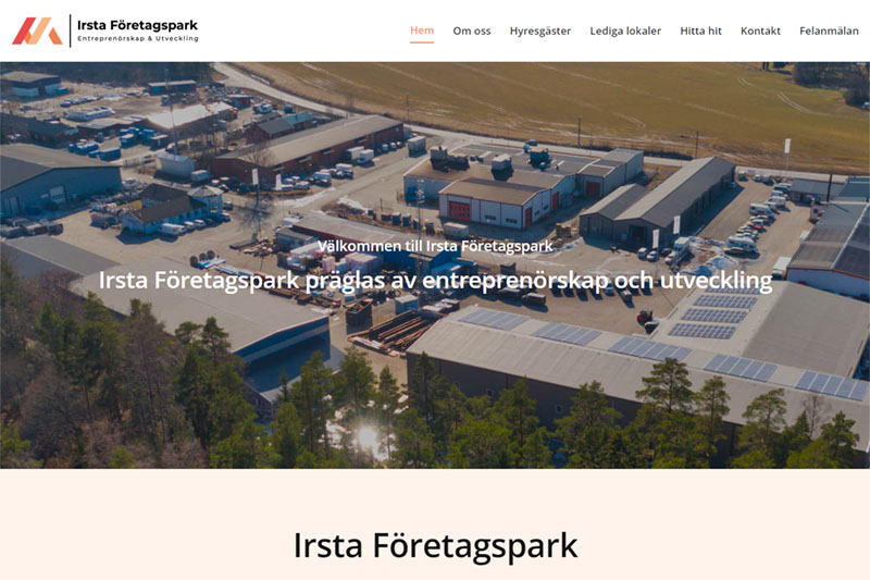 Webbyrå Västerås Webbproduktion Hemsida Irsta Företagspark
